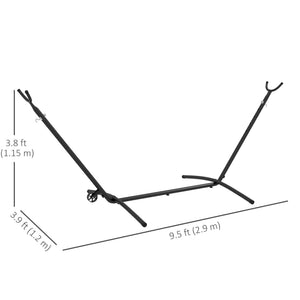 9.5ft Hammock Stand Only, Portable Hammock with Wheels, Adjustable Hammock Net Stand, for String-style, Brazilian-style, Flat-style, Rope-style Hammocks, Black