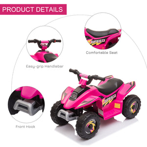 Aosom Kids Ride on ATV, 6V Battery Powered Quad Car with Forward, Reverse Switch, for Boys Girls 18-36 Months