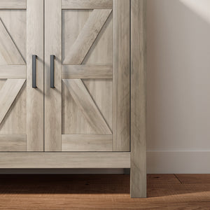 Side Cabinet, Farmhouse Kitchen Storage Cabinet w/ 2 Drawers and Shelves for Living Room, Entryway, Grey – view 13