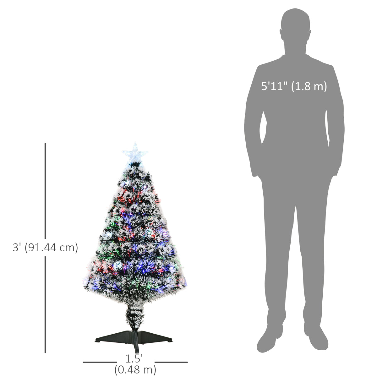 3ft Pre-Lit LED Optical Fiber Christmas Tree w/ Stand