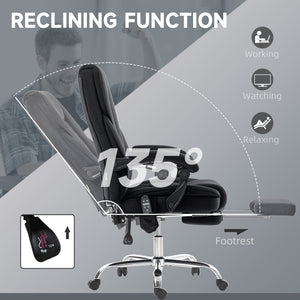 Massage Office Chair, Reclining Computer Chair with Adjustable Height and Footrest, Black
