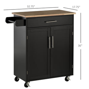 Rolling Kitchen Island Cart with Wood Top, Enough Storage Drawer Space with Towel Bar Rack Shelves – view 4