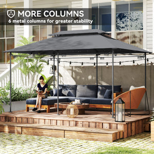 10' x 13' Double Roof Patio Gazebo, Outdoor Gazebo with Curtains, for Garden, Lawn, Backyard and Deck – view 11