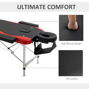 85" 3 Section Foldable Massage Table Professional Salon SPA Facial Couch Bed (Black/Orange)