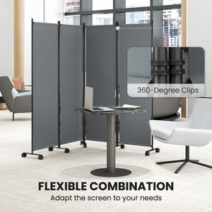 Folding Room Divider, Privacy Screen for Home Office Bedroom, 5.6FT Tall, Dark Grey – view 19