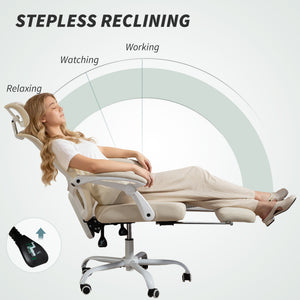Ergonomic Office Chair, Mesh Reclining Desk Chair with Adjustable Lumbar Support, Headrest, Beige – view 6