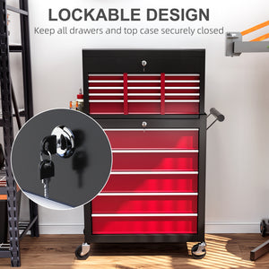 14 Drawer Rolling Tool Chest, Lockable Tool Storage Cabinet with Detachable Top Toolbox, Protective Liner – view 12