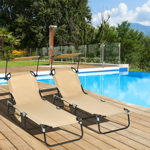 2 Piece Folding Outdoor Chaise Lounges, Pool Tanning Chairs with Reclining Back, Sunshade for Beach, Patio – view 21
