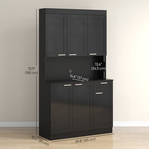 71" Kitchen Pantry Cabinet, Storage Buffet with Hutch, Adjustable Shelves,Cable Management for Kitchen – view 9