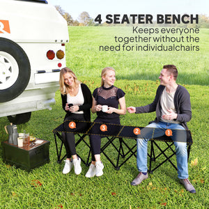 Portable 4-Seater Folding Camping Chair, Team Bench Chair with Carry Bag for Soccer Football Team, No Assembly
