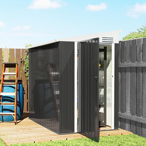 4' x 8' Outdoor Storage Shed Lean to Shed Outdoor Metal Tool Shed with Lockable Door and Air Vents – view 21