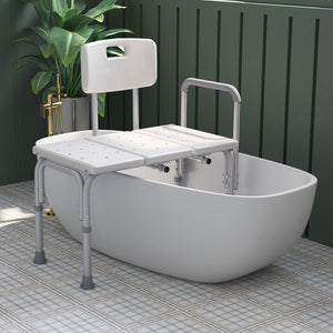6-Level Adjustable Bath and Shower Transfer Bench Aluminum Chair with Non-Slip Feet – view 8