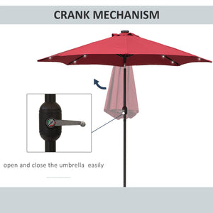 9ft Solar Patio Umbrella Outdoor Sunshade 24 LED Lights Tilt Canopy Wine Red – view 11