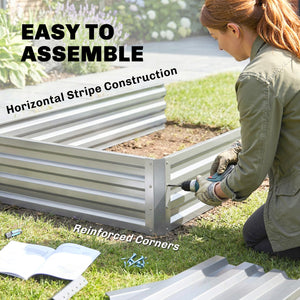 2 Tier Raised Garden Bed, 47" x 40" x 23" Galvanized Steel Planter Box for Vegetables, Flowers, and Herbs – view 18