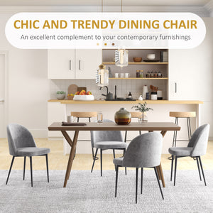 Modern Dining Chairs, Mid-Back Velvet-touch Upholstery Side Chair, Table Chair for Living Room, Dining Room, Grey, Set of 4