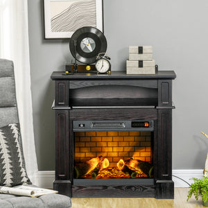 Electric Fireplace with Mantel, Freestanding Heater Corner Firebox with Remote Control, 700W/1400W, Brown – view 7