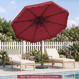 9 FT Solar LED Patio Umbrella Push-Button Tilt and Crank 24 LED Lights and 8 Ribs-Red view 2