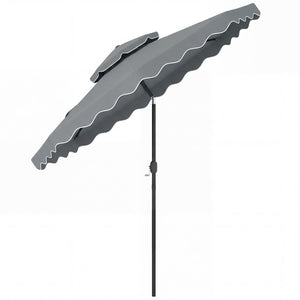 9 Feet Patio Umbrella with Push Button Tilt and Crank-Gray view 6