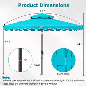 9 Feet Patio Umbrella with Push Button Tilt and Crank-Turquoise view 5