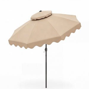 9 Feet Patio Umbrella with Push Button Tilt and Crank-Beige view 4