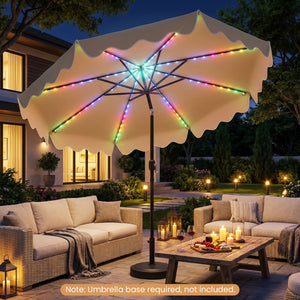 9 Feet Solar Patio Umbrella with Color-Changing LED Lights-Beige view 2
