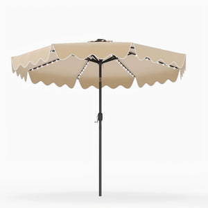9 Feet Solar Patio Umbrella with Color-Changing LED Lights-Beige view 4