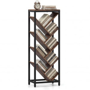 9-Tier Freestanding Bookcase for Hardcover Books-Rustic Brown view 4