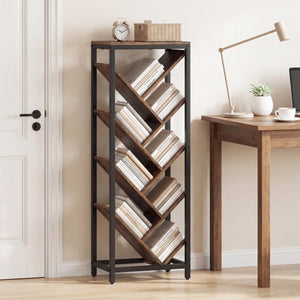 9-Tier Freestanding Bookcase for Hardcover Books-Rustic Brown view 2