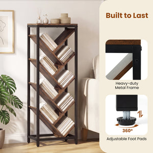9-Tier Freestanding Bookcase for Hardcover Books-Rustic Brown view 6