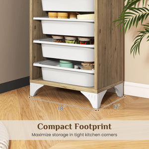 9-Tier Fruit and Vegetable Storage Rack Freestanding Wooden Pantry Organizer Cabinet view 9