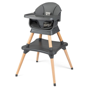 9-in-1 Convertible High Chair with Solid Wood Legs for Babies and Toddlers-Gray view 4