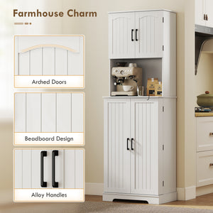 71.5" Tall Pantry Cabinet, Farmhouse Kitchen Storage Cabinet with Adjustable Shelves, 8 Door Spice Racks – view 12