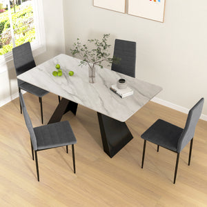 Modern Dining Chairs, Set of 4, High Back Upholstery and Metal Legs for the Living Room, Kitchen, Home Office, Grey