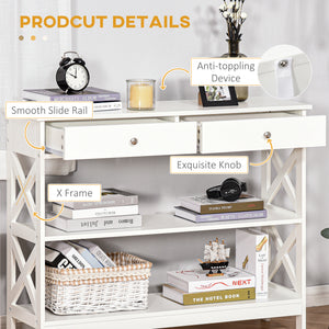 39" Console Table, Narrow Entryway Table with Storage Shelves, Drawers and X Frame for Behind Couch – view 11