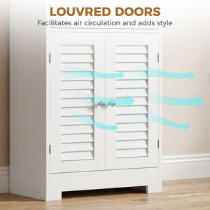 Freestanding Bathroom Cabinet with Glass/Louvred Doors, Tall Bathroom Cabinet for Kitchen, Study, Living Room