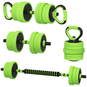 Soozier 44lbs 4-in-1 Adjustable Weight Dumbbell Set, Barbell, Kettlebell, Push Up Stand