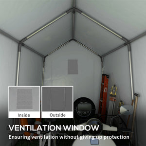 7' x 12' Outdoor Storage Shed Portable Garage with Roll-up Door for Motorcycle, Bike, Garden Tools, Beige – view 13
