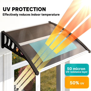 Awning Door Canopy, 40.6" x 38" Polycarbonate Front Door Outdoor Patio Cover with Hollow Sheet for UV – view 4