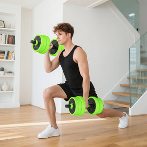 Soozier 44lbs 4-in-1 Adjustable Weight Dumbbell Set, Barbell, Kettlebell, Push Up Stand