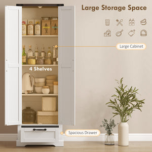 71" Pantry Cabinet, Kitchen Storage Cabinet with Adjustable Shelves, 2 Doors and Drawer for Dining Room – view 10
