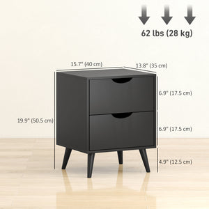 Modern Bedside Table, Nightstand with 2 Drawers and Pine Wood Legs for Bedroom, Living Room, White – view 16