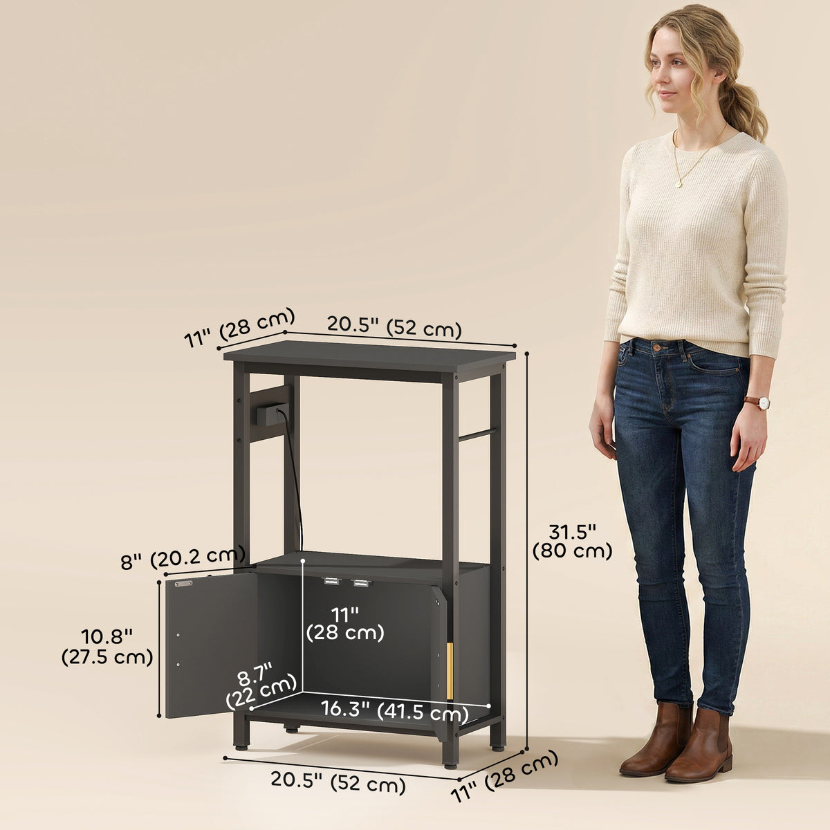 5-10 Gallon Fish Tank Stand Aquarium Stand with Power Outlets, Cabinet, Shelf, 550 lbs Capacity, 20.5" x 11" x 31.5"