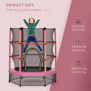 55" Kids Trampoline with Enclosure Net for Indoor/Outdoor, Trampoline for Boys and Girls Age 3-6 Years, Red – view 13