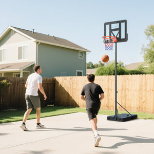 Soozier Basketball Hoop Outdoor, 4.6-10ft Portable Basketball Goal with Wheels and 43" Backboard, for Teenagers Youth Adults