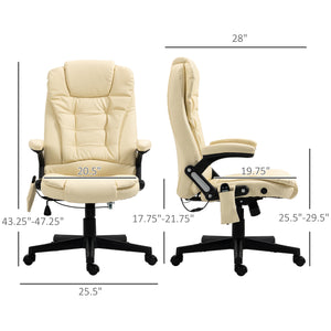 Office Chair Heated Ergonomic Massage Swivel Vibrating High Back Faux Leather Executive Chair Office (Brown)