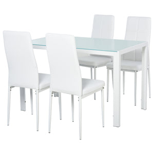 5-Piece Rectangular Glass Kitchen Table and Chairs with Metal Frame and Faux Leather Upholstery for Dining – view 4