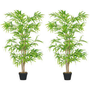 Artificial Bamboo Tree, 4ft Fake Tree with Realistic Leaf and Natural Trunk, Decorative Plant in Nursery