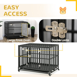 41" Heavy Duty Steel Dog Crate Kennel Pet Cage with Wheels for Convenient Access Anti-Pinching Floor, Black – view 12