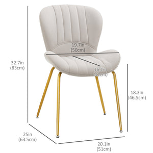 Dining Chairs Set of 2, Modern Accent Chair with Cushioned Backrest, Upholstery for Living Room, Cream White