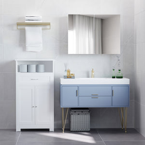 Bathroom Mirror Cabinet, Wall-Mounted Storage Organizer with Double Doors, Adjustable Shelf, White – view 7